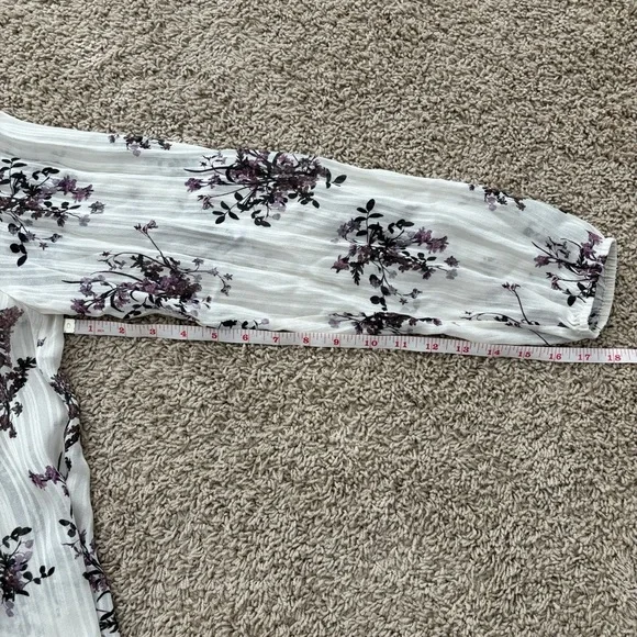 Aritzia Wilfred Floral Flowy Purple Cream Blouse - Picture 10 of 12